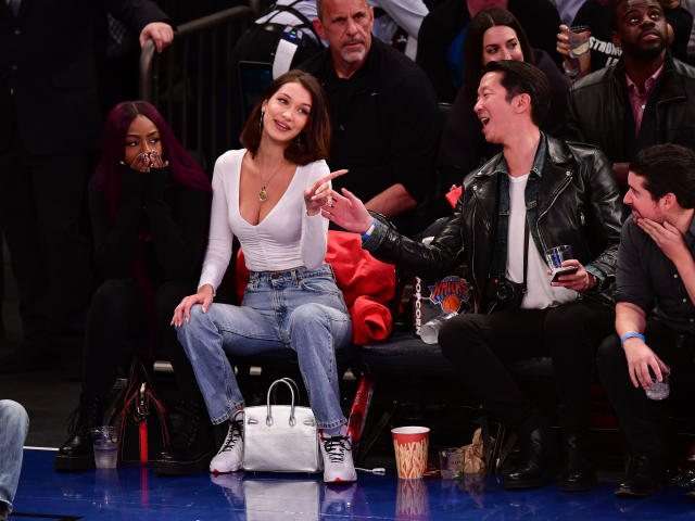 Bella Hadid Is Truly All of Us at the Knicks Game