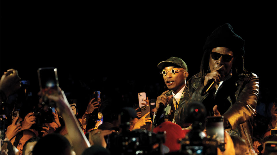 Jay-Z joins him for a performance during the show.