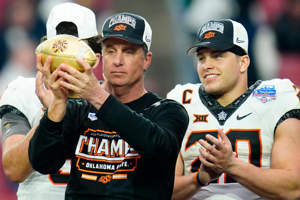 Oklahoma State went 12-2 last season, defeating Notre Dame in the Fiesta Bowl.