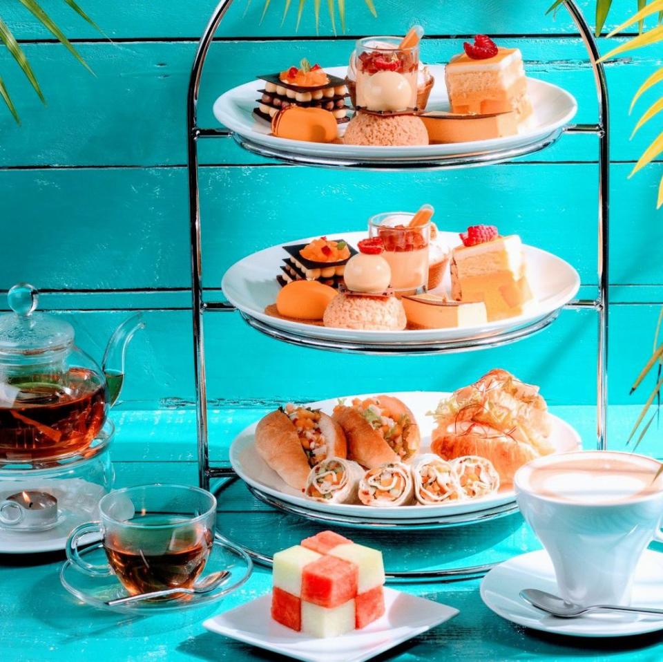 台南大員皇冠假日酒店芒果主題甜品、下午茶。（大員皇冠提供）