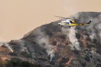 <p>A view from the La Tuna Canyon fire on Sept. 1, 2017 in Los Angeles, Calif. (Photo: PG/Bauer-Griffin/GC Images/Getty Images) </p>