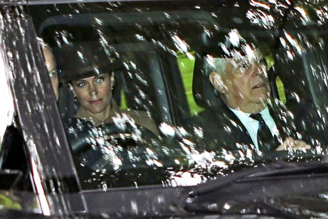 <p>Peter Jolly Northpix/Shutterstock </p> Prince Andrew and Kate Middleton drive to church on August 27, 2023