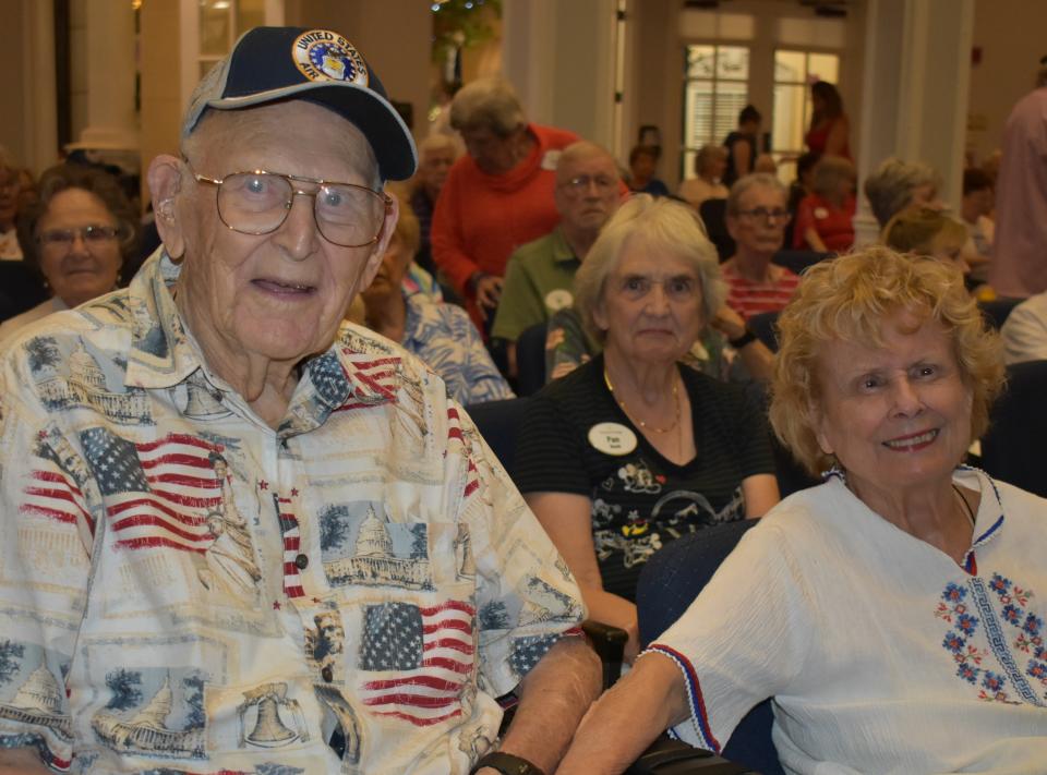 Bud Connett, 100, who was stationed in Italy during World War II, and his wife Helga Sotiriou celebrate Veterans day at Freedom Village of Bradenton. The senior living residence is home to 60 veterans. Visit fvbradenton.com.