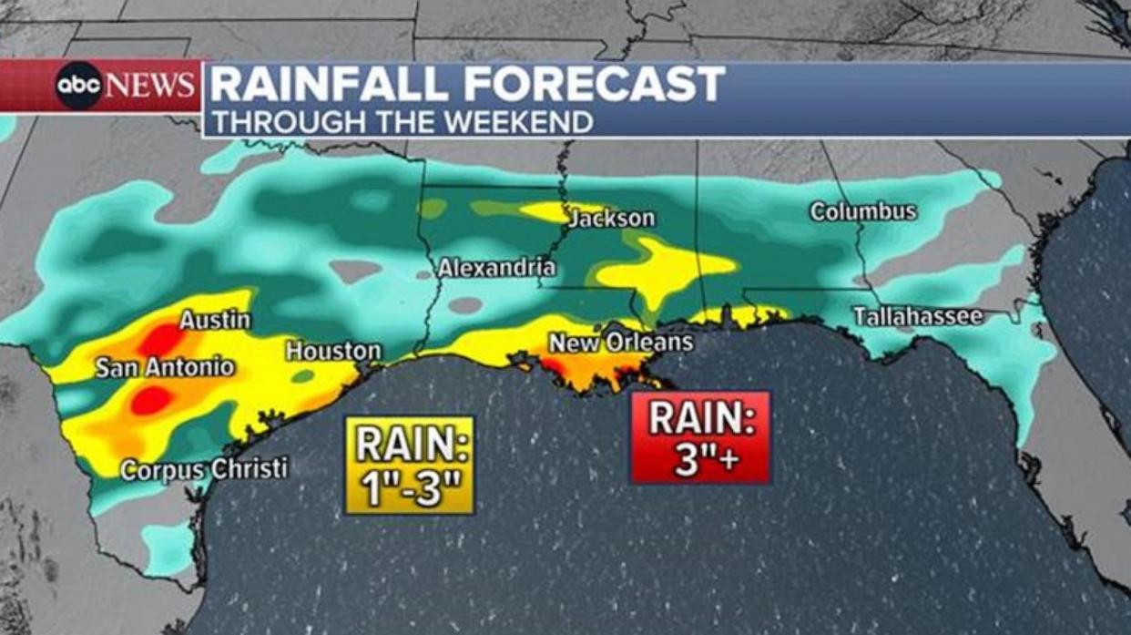 PHOTO: rainfall forecast weather graphic (ABC News)