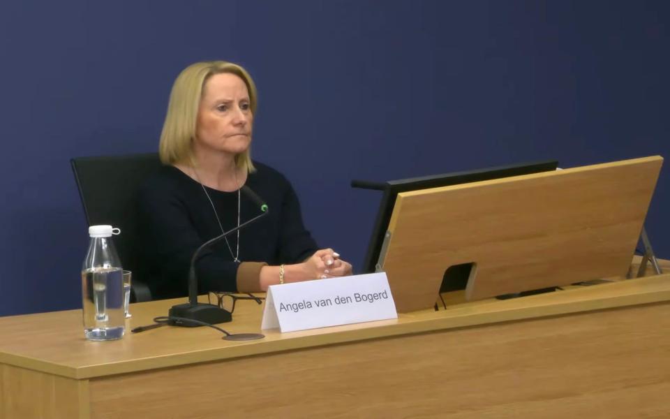 Angela van den Bogerd, who was a senior director at the Post Office, giving evidence for a second day at the inquiry