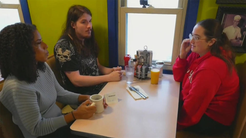 Correspondent Adriana Diaz in Kenosha, Wis., with Alex LeTendre and Mary Travis.  / Credit: CBS News