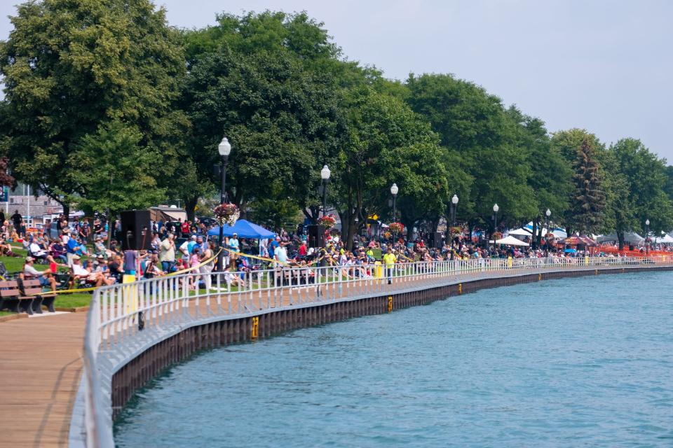 Race fans fill St. Clair's Palmer Park Sunday, Aug. 1, 2021, in the St. Clair River Classic powerboat races in St. Clair.