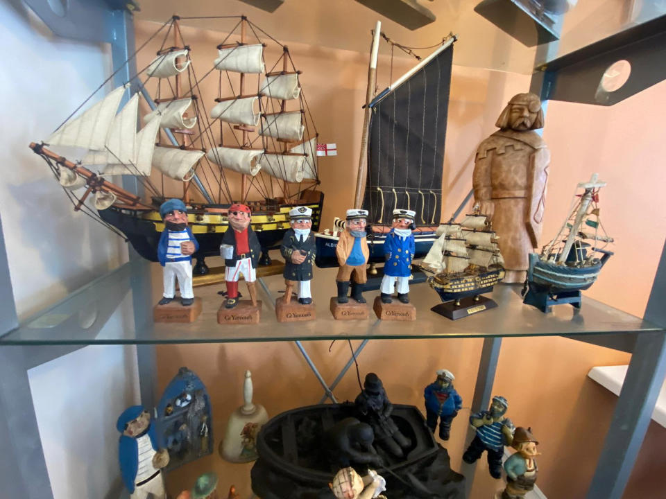 Great Yarmouth fishermen figurines on display in the Old Manor Café. (SWNS)