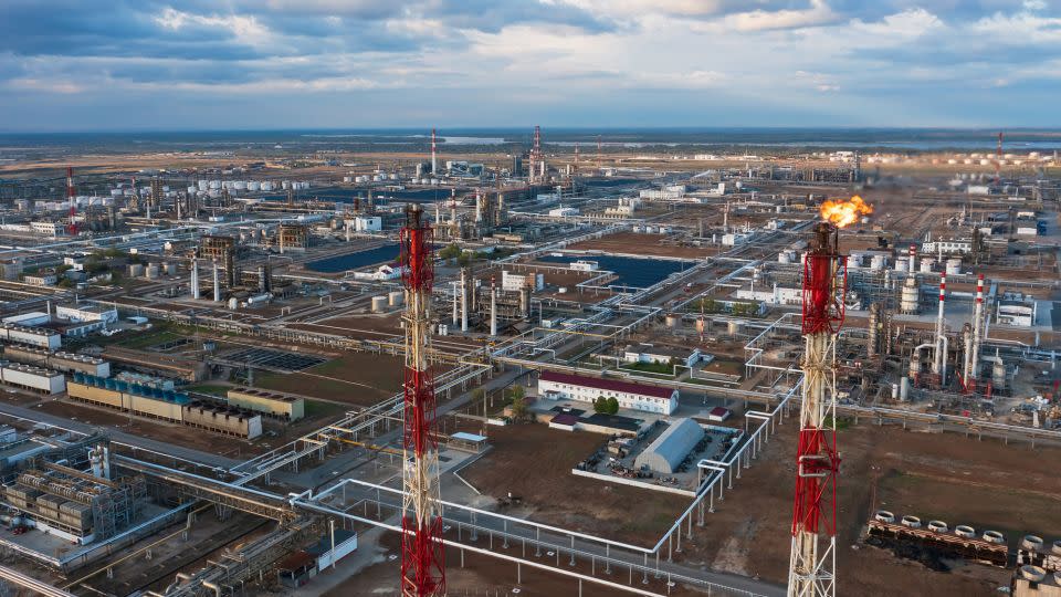 Russia has continued to export oil, pictured here in production at the Lukoil refinery in Volgograd, but has had to sell some at a significant discount. - Reuters