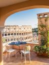 <p>Even without that amazing view of the Colosseum, this terrace would be a stunner. The blush-colored exterior walls of this <a href="https://www.elledecor.com/design-decorate/house-interiors/a36048971/alvisi-kirimoto-rome-apartment/" rel="nofollow noopener" target="_blank" data-ylk="slk:Roman penthouse;elm:context_link;itc:0;sec:content-canvas" class="link ">Roman penthouse</a> designed by the firm Alvisi Kirimoto match the terra-cotta floor tiles—an effect only heightened by the warm Italian sun.</p>