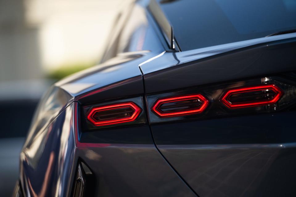 A close-up photo of the Lamborghini Lanzador's hexagonal taillights. 