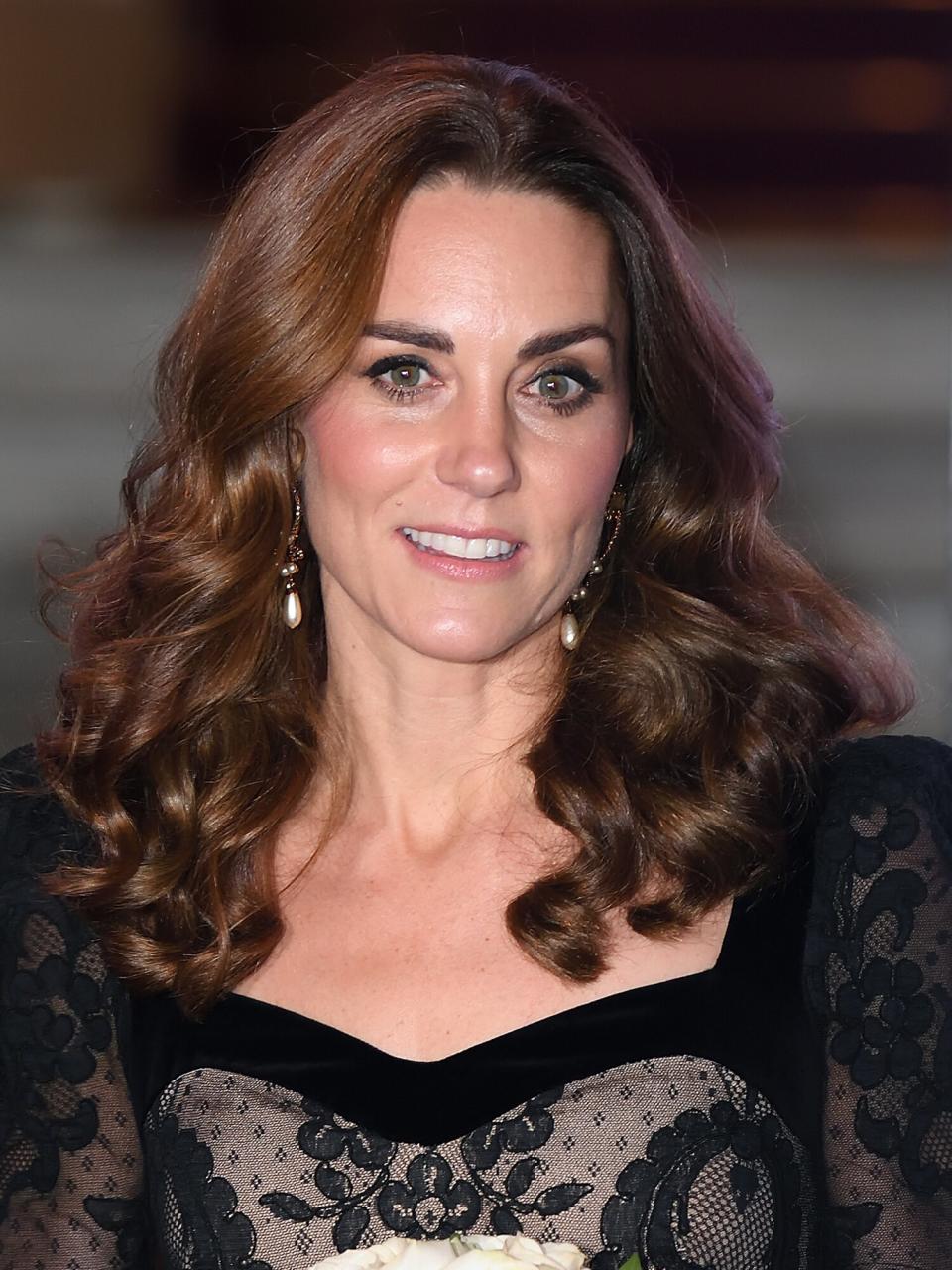 Catherine, Duchess of Cambridge departs after attending the Royal Variety Performance with Prince William, Duke of Cambridge at the London Palladium on November 18, 2019 in London, England