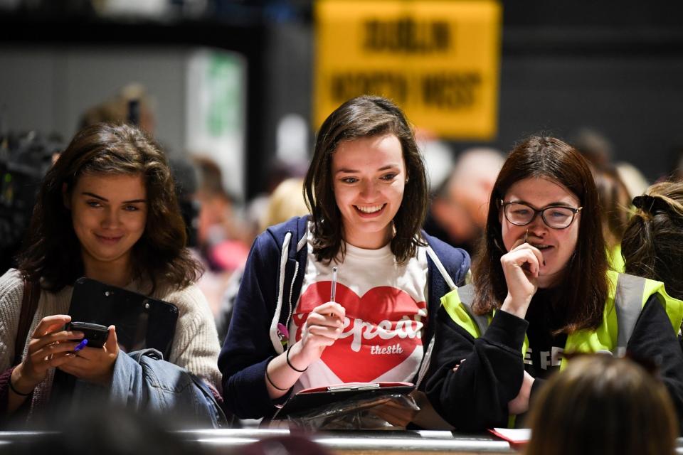 Repeal campaigners smile as votes are counted in Ireland's referendum on abortion: Getty Images