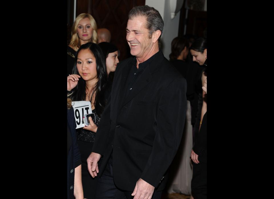 BEVERLY HILLS, CA - JANUARY 14:  Actor Mel Gibson arrives at the Cinema For Peace event benefitting J/P Haitian Relief Organization held at Montage Hotel at Montage Beverly Hills on January 14, 2012 in Beverly Hills, California.  (Photo by Angela Weiss/Getty Images)