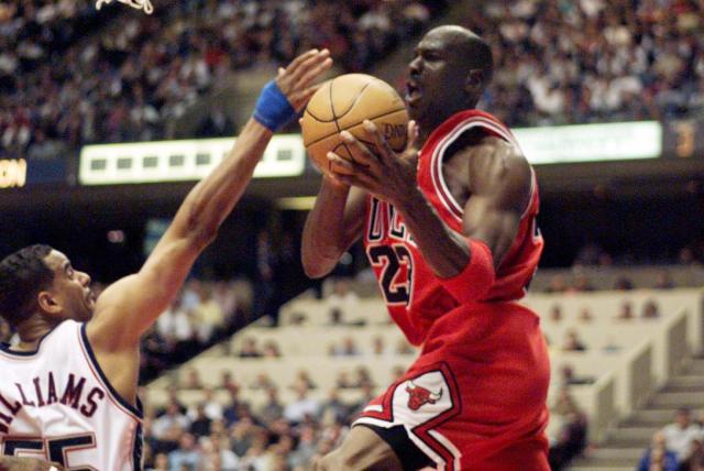 Michael Jordan, Chicago Bull in a game against New Jersey Nets in