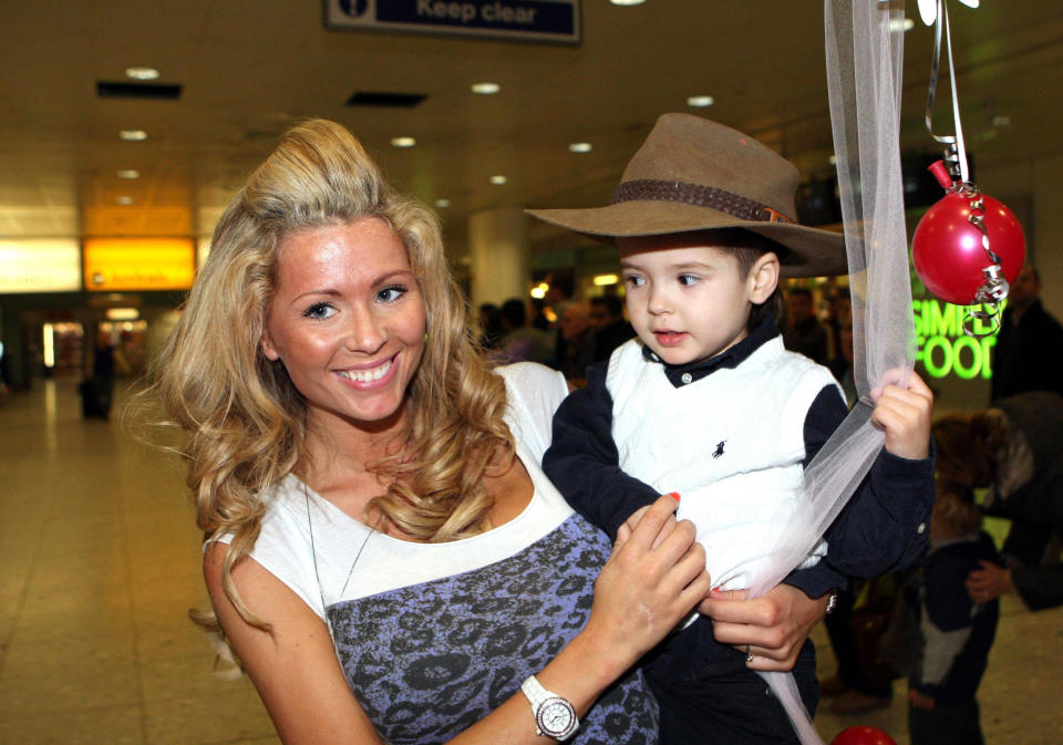 I'm a Celebrity... Get Me Out Of Here contestant Nicola McLean is met by her son Rocky as she arrives at London's Heathrow Airport on a flight from Australia.