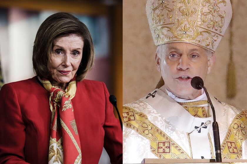 Nancy Pelosi and Salvatore Cordileone.