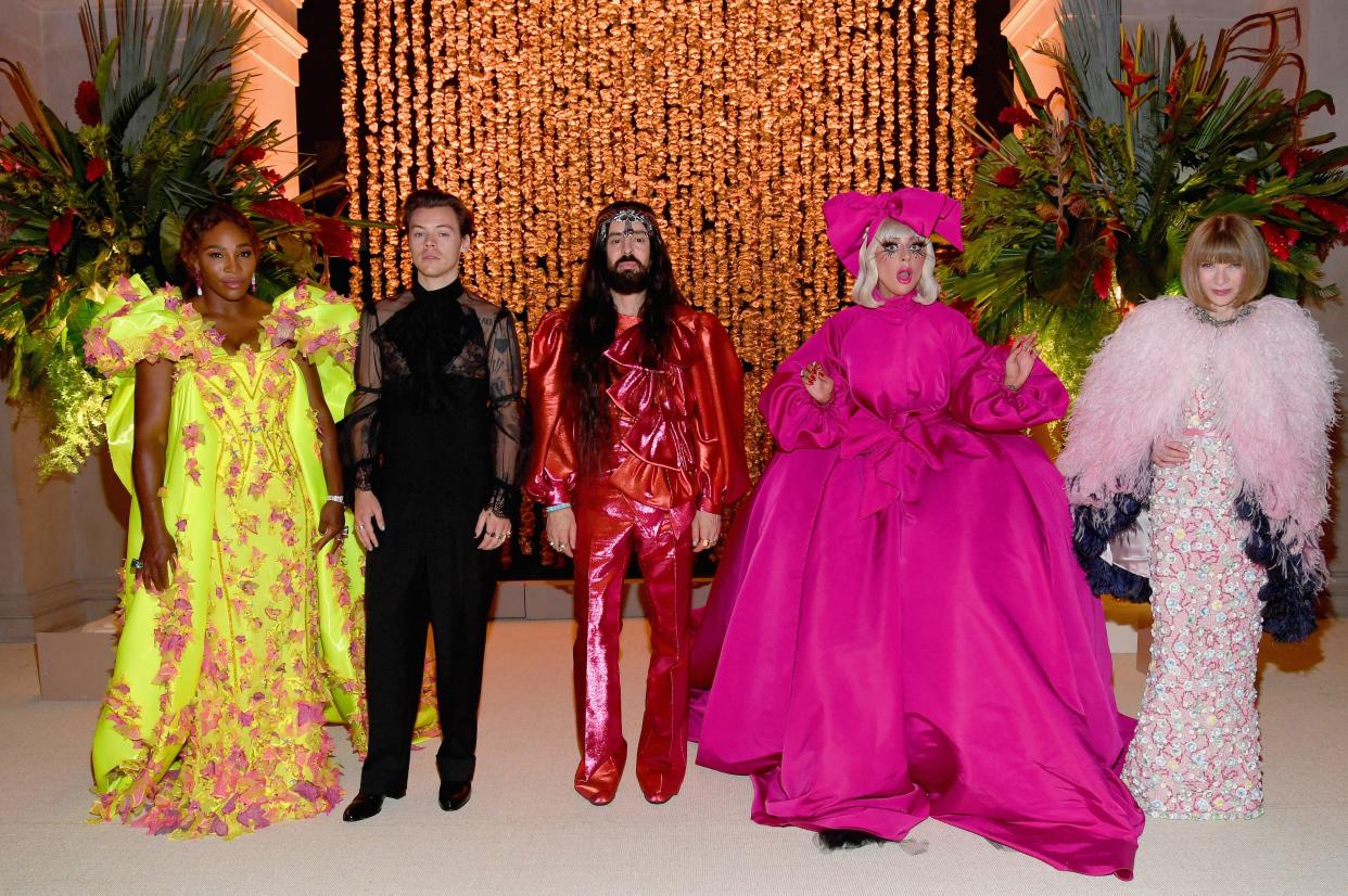 The 2019 Met Gala's co-chairs, Serena Williams, Harry Styles, Alessandro Michele, Lady Gaga, and Anna Wintour, attend the event.