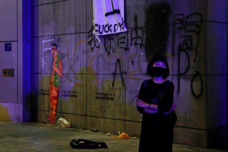 Protest outside police headquarters in Hong Kong