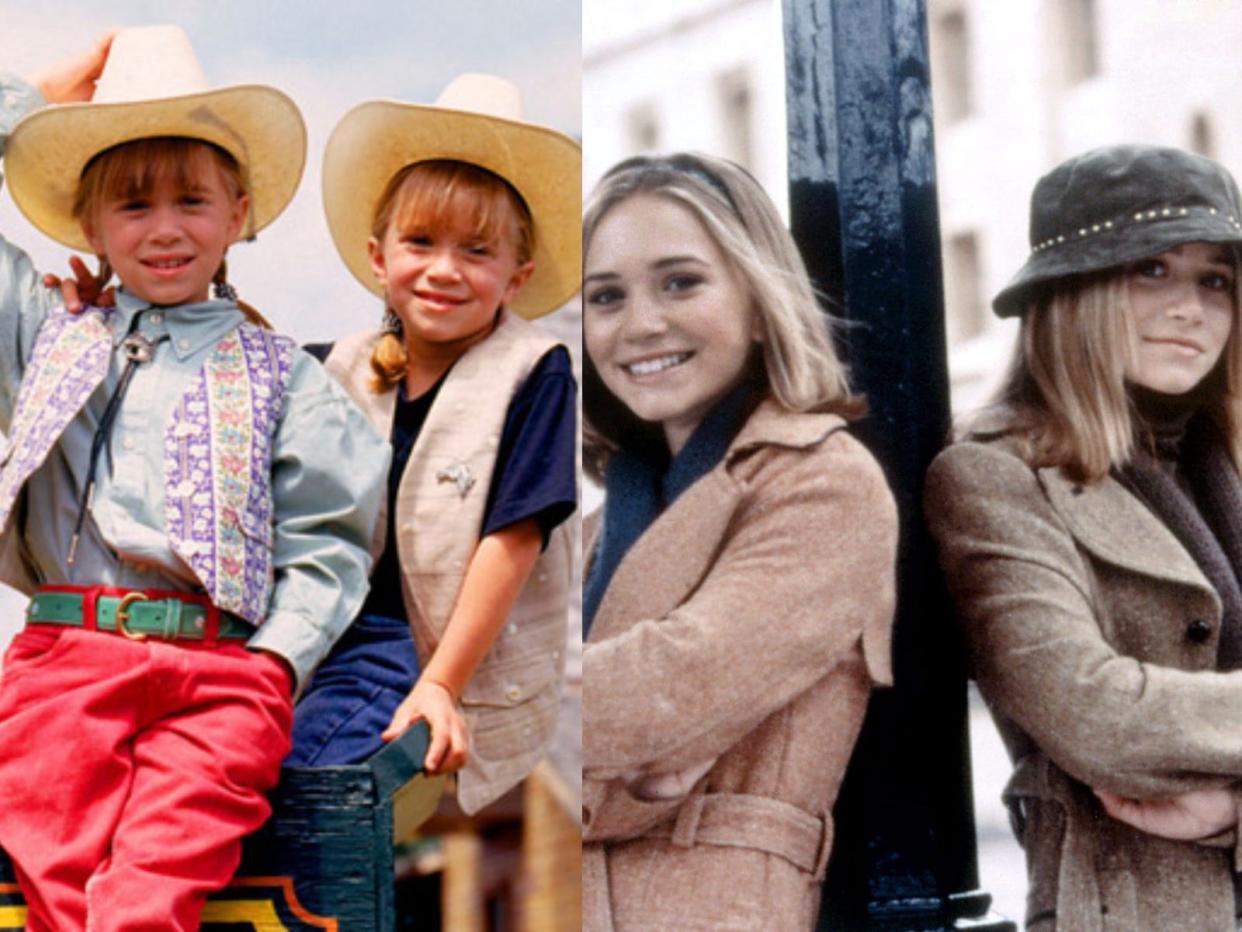 Mary-Kate and Ashley Olsen as children and as teenagers