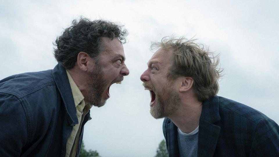 Fedja van Huet and Morten Burian in the 2022 version of Speak No Evil. (Shudder/Everett Collection)