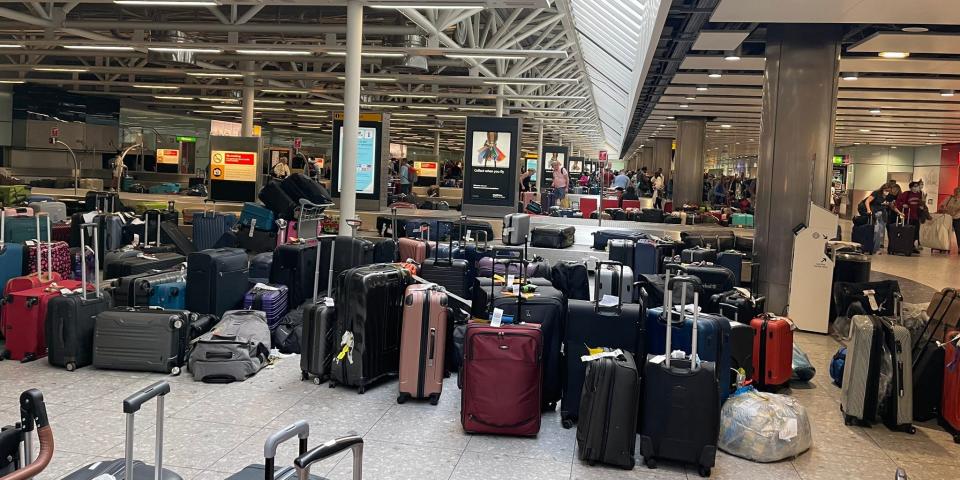 A picture showing abandoned luggage in Heathrow's Terminal 5.