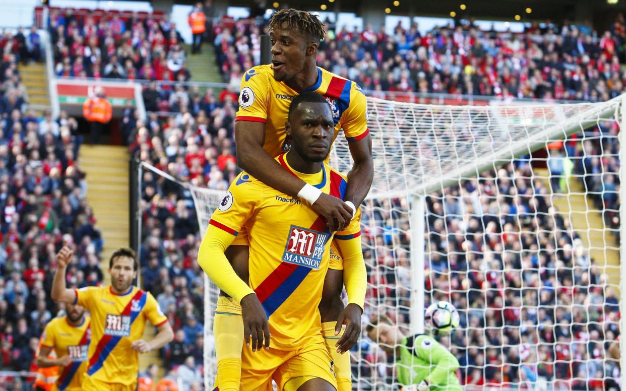 Christian Benteke equalised against his former club just before half time at Anfield - Rex Features