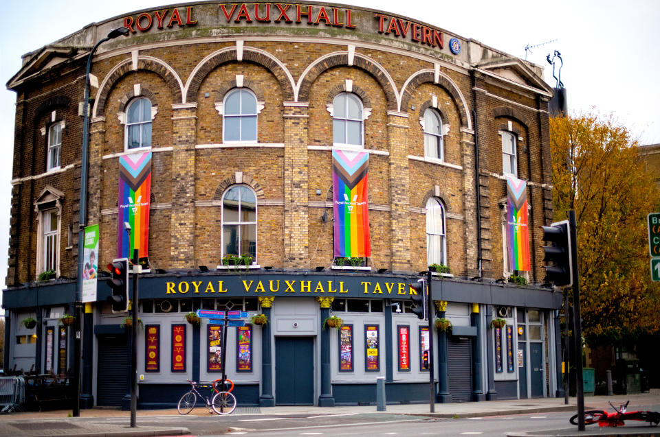 LONDON, ENGLAND - NOVEMBER 21: The exterior of Royal Vauxhall Tavern on November 21, 2020 in London, England. (Photo by Jamie Thistlethwaite/Getty Images)