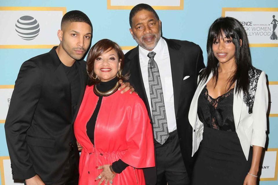 <p>David Livingston/Getty</p> Norman Nixon Jr, Debbie Allen, Norman Nixon and Vivian Nixon arrive at the Essence 9th Annual Black Women event on February 25, 2016 in Beverly Hills, California.