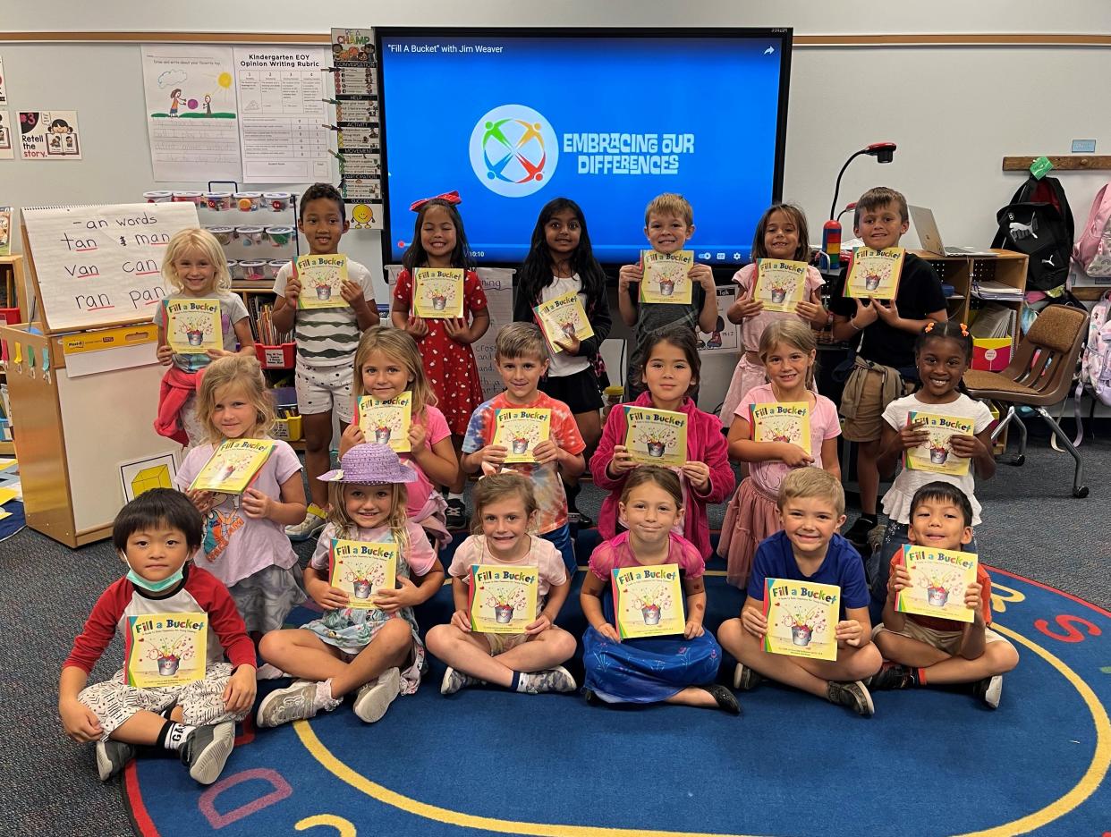 Kindergarten students at Ashton Elementary School in Sarasota participate in Embracing Our Differences’ “Bucket Fillers” initiative on Nov. 14.