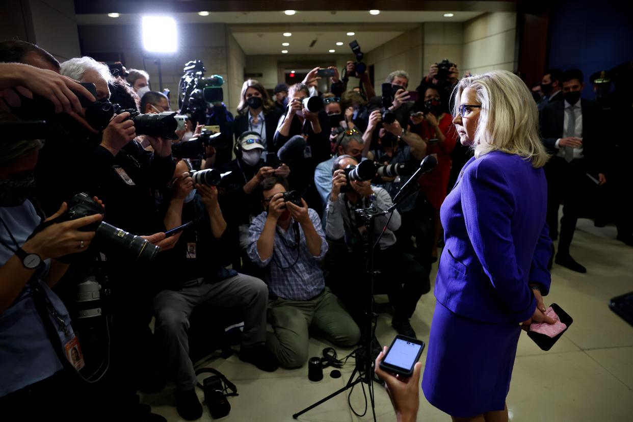 Republican Representative from Wyoming Liz Cheney speaks after being voted out of her House GOP Conference Chair position (Getty Images)