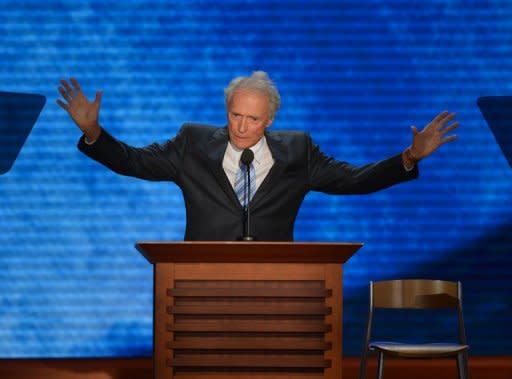 Actor-director Clint Eastwood addresses the audience at the Tampa Bay Times Forum in Tampa, Florida, on August 30. Hollywood tough guy Clint Eastwood made a bizarre cameo at the Republican convention, veering into a surreal conversation with an imaginary President Barack Obama in an empty chair