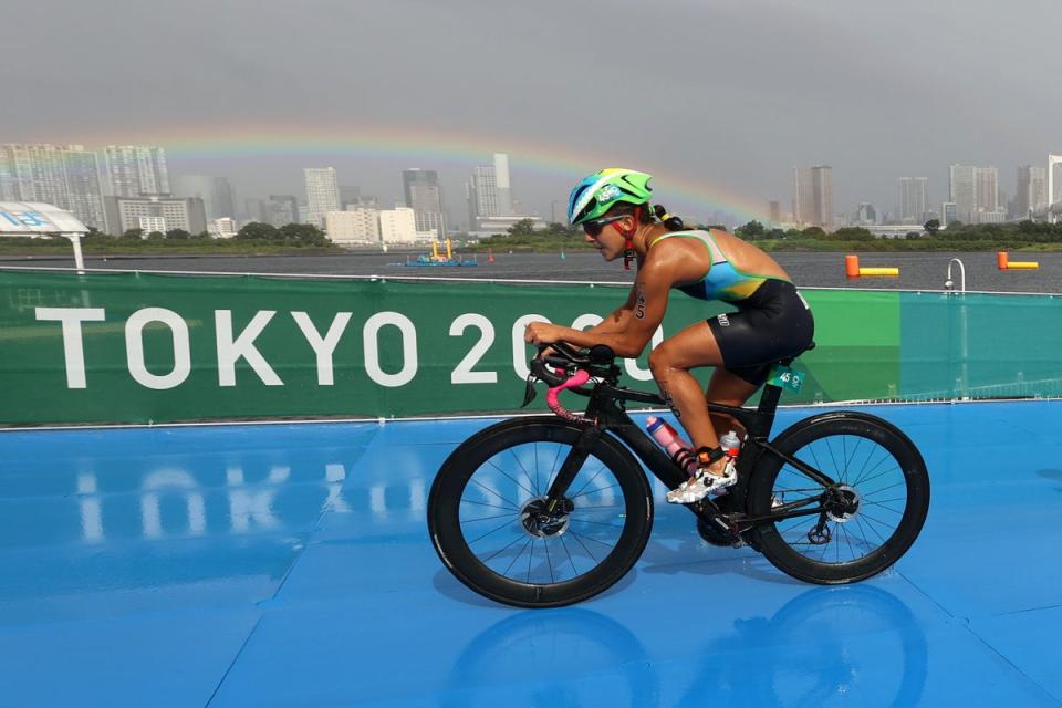 Luisa Baptista of Team Brazil competes during the Women's Individual Triathlon (Cameron Spencer/Getty Images)