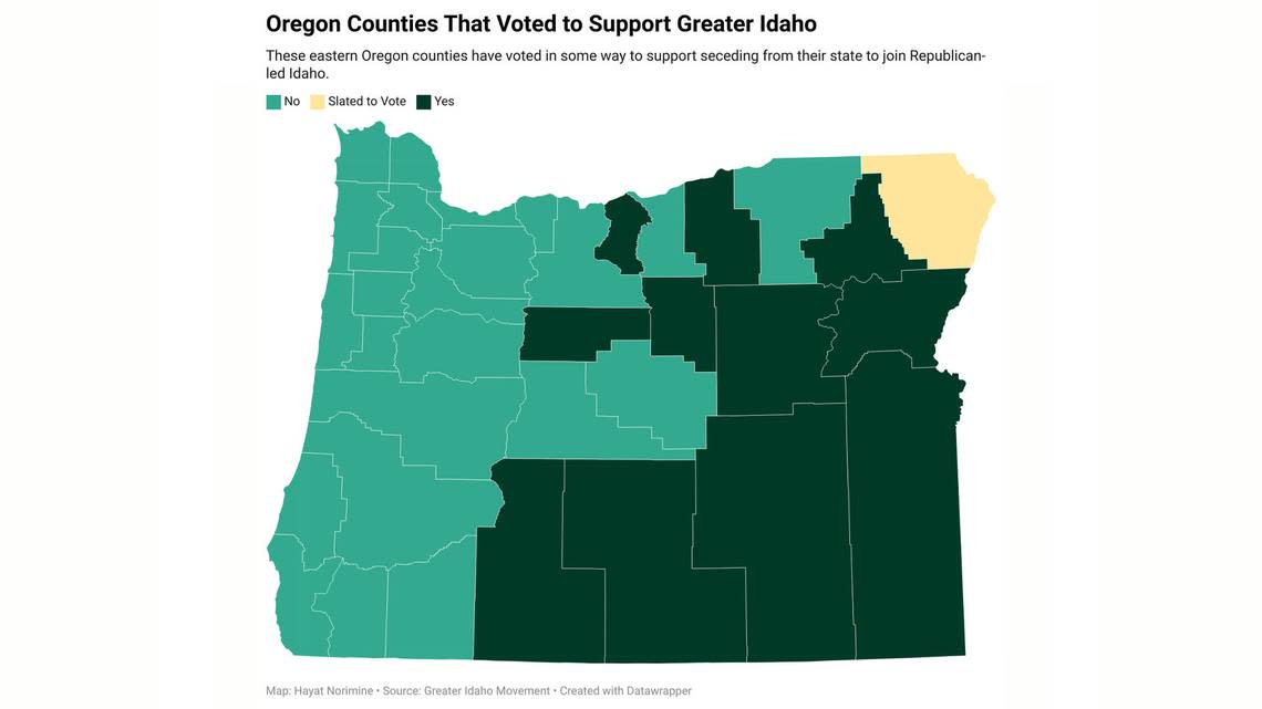 These eastern Oregon counties voted in some way to support a movement to secede from their state and join Republican-led Idaho.