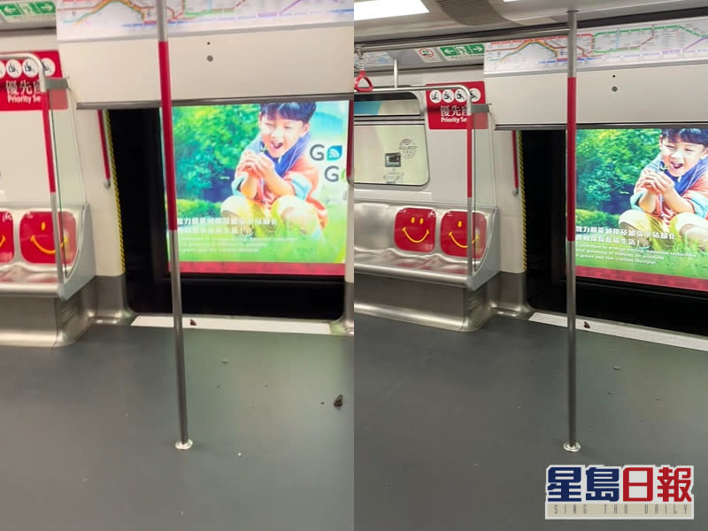 網上流傳有港鐵列車車門飛脫。香港突發事故報料區網民Daniel Cheung截圖