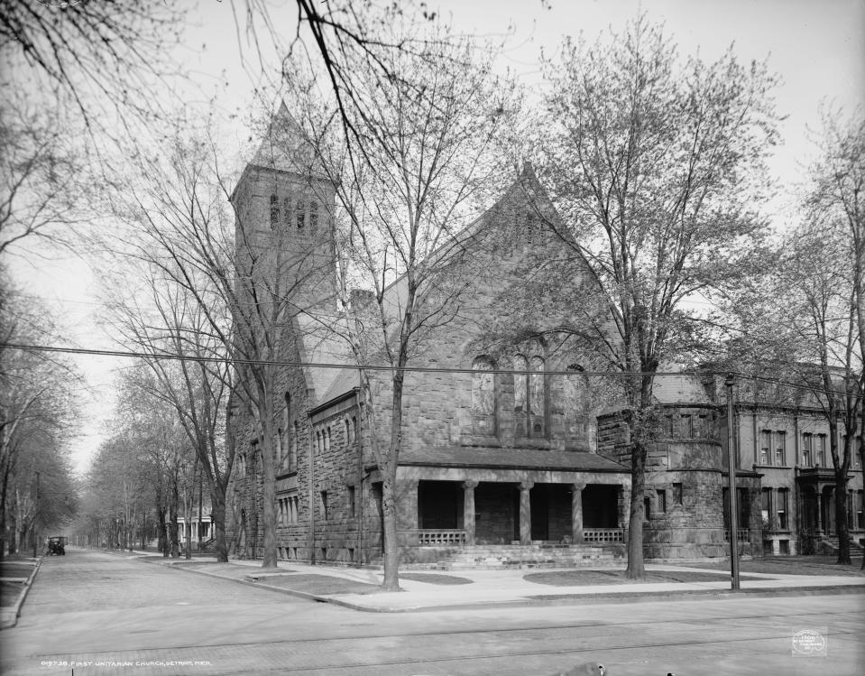 The First Unitarian Church in Detroit, which was at 2870 Woodward Ave. is pictured. It was built in 1890 in Romanesque Revival style and dedicated in November 1890.  Swami Vivkananda spoke there in March 1894 during his Detroit visit.