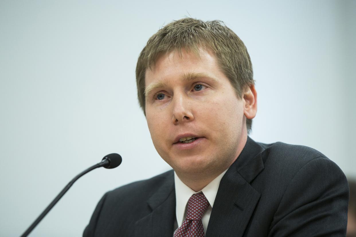 Barry Silbert, CEO of Grayscale Investments, speaks at an NYDFS virtual currency hearing in New York on January 28, 2014. (REUTERS/Lucas Jackson)