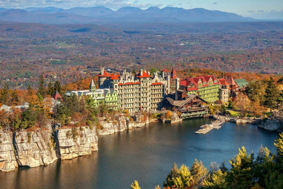 Aerial view of resort and lake