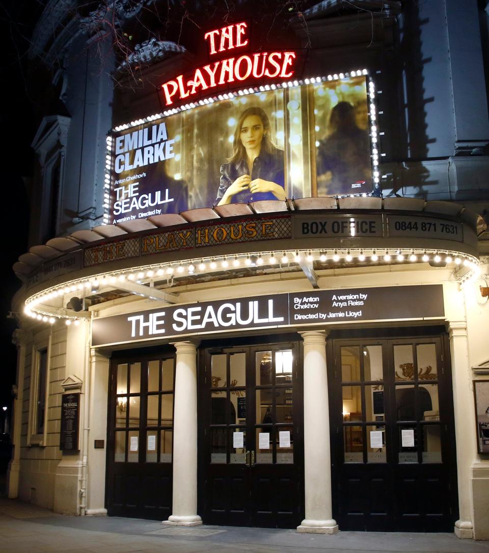 The exterior of The Playhouse Theatre where Clarke was performing (SplashNews.com)