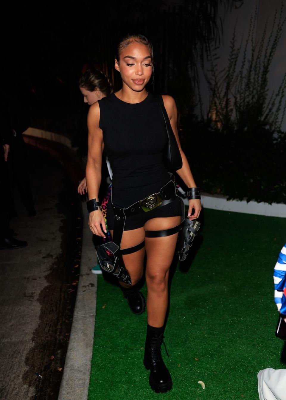 los angeles, ca october 28 lori harvey is seen arriving to vas morgan and michael brauns halloween party on october 28, 2023 in los angeles, california photo by rachpootbauer griffingc images