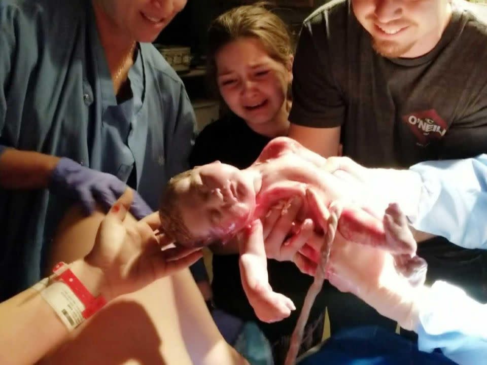 Brooke Davis helped to deliver her baby sister. Photo: Kelsey Davis