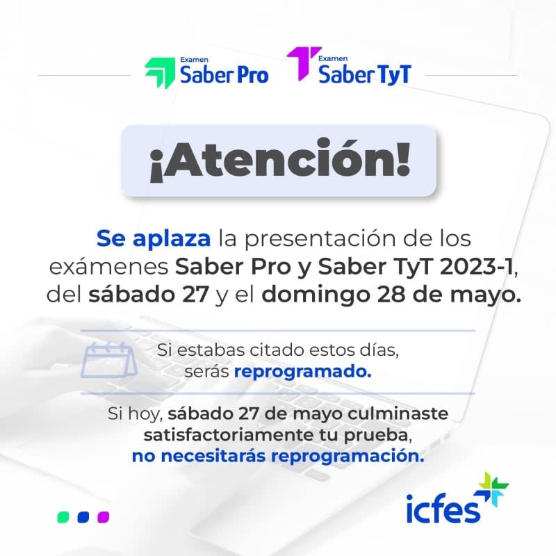 Cancelación del examen Saber Pro y TyT 