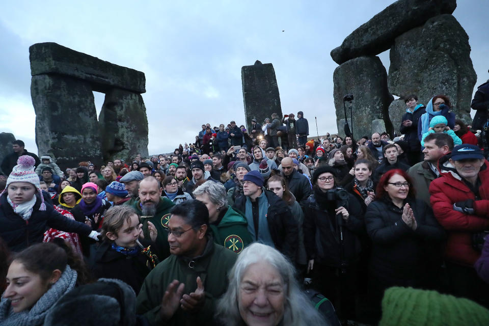 Revelers celebrate winter solstice at Stonehenge