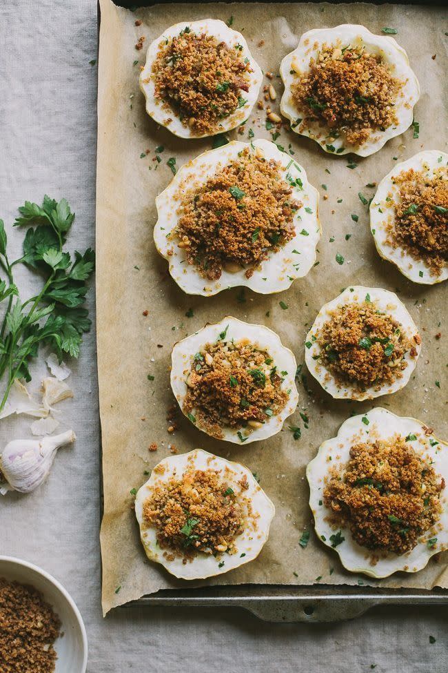 Sausage Stuffed White Patty Pan Squash