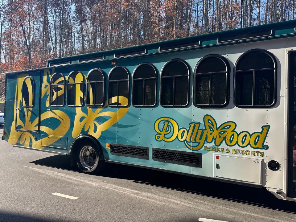 Blue Trolley with Dollywood on the side