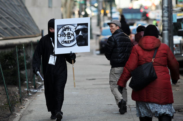 Protesters gathered at the start of Ulbricht's trial, in January. They had various positions, with some saying, for example, that Silk Road shouldn't be held responsible for its users' illegal actions, and others saying the site performed a service by making drug transactions safer than they are on the street.