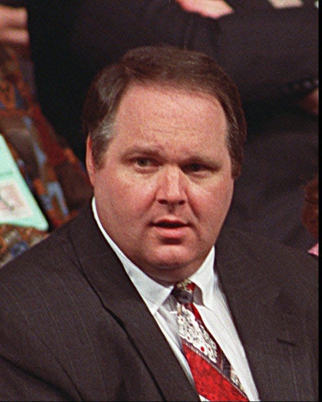 Rush Limbaugh attends the Republican National Convention in August 1992.