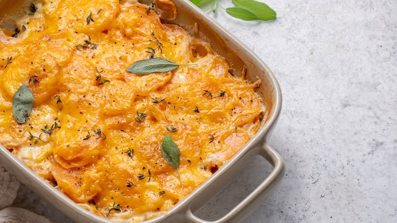 Sweet potato gratin with cheese