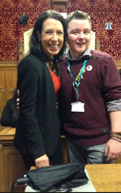 Dylan McAughey with MP Debbie Abrahams - Credit: Cavendish Press (Manchester) Ltd 