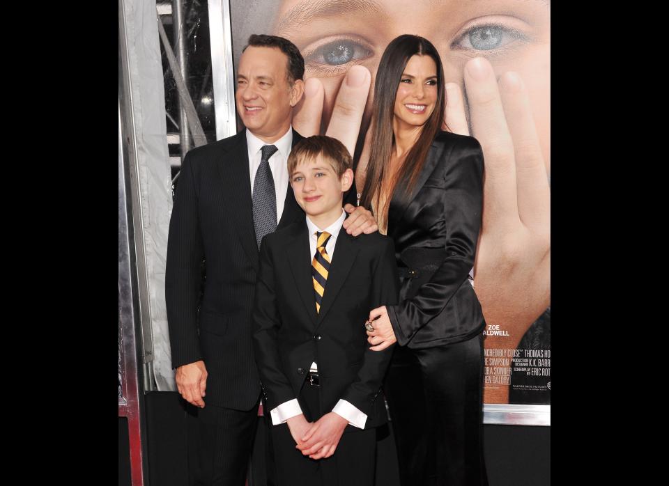 NEW YORK, NY - DECEMBER 15:  Actors Tom Hanks, Thomas Horn, and Sandra Bullock attend the 'Extremely Loud & Incredibly Close' New York premiere at the Ziegfeld Theater on December 15, 2011 in New York City.  (Photo by Stephen Lovekin/Getty Images)